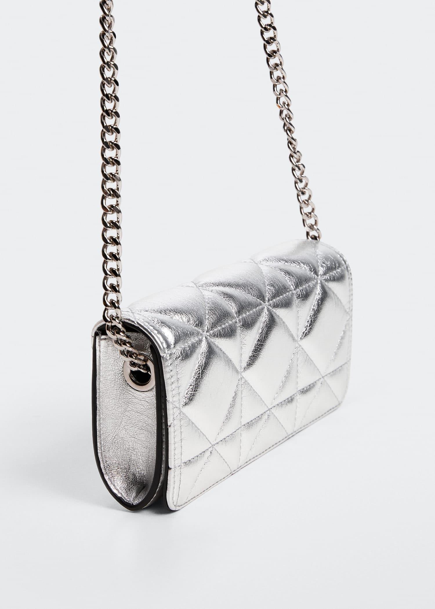 Silver Quilted Chain Handle Bag, , large image number 1