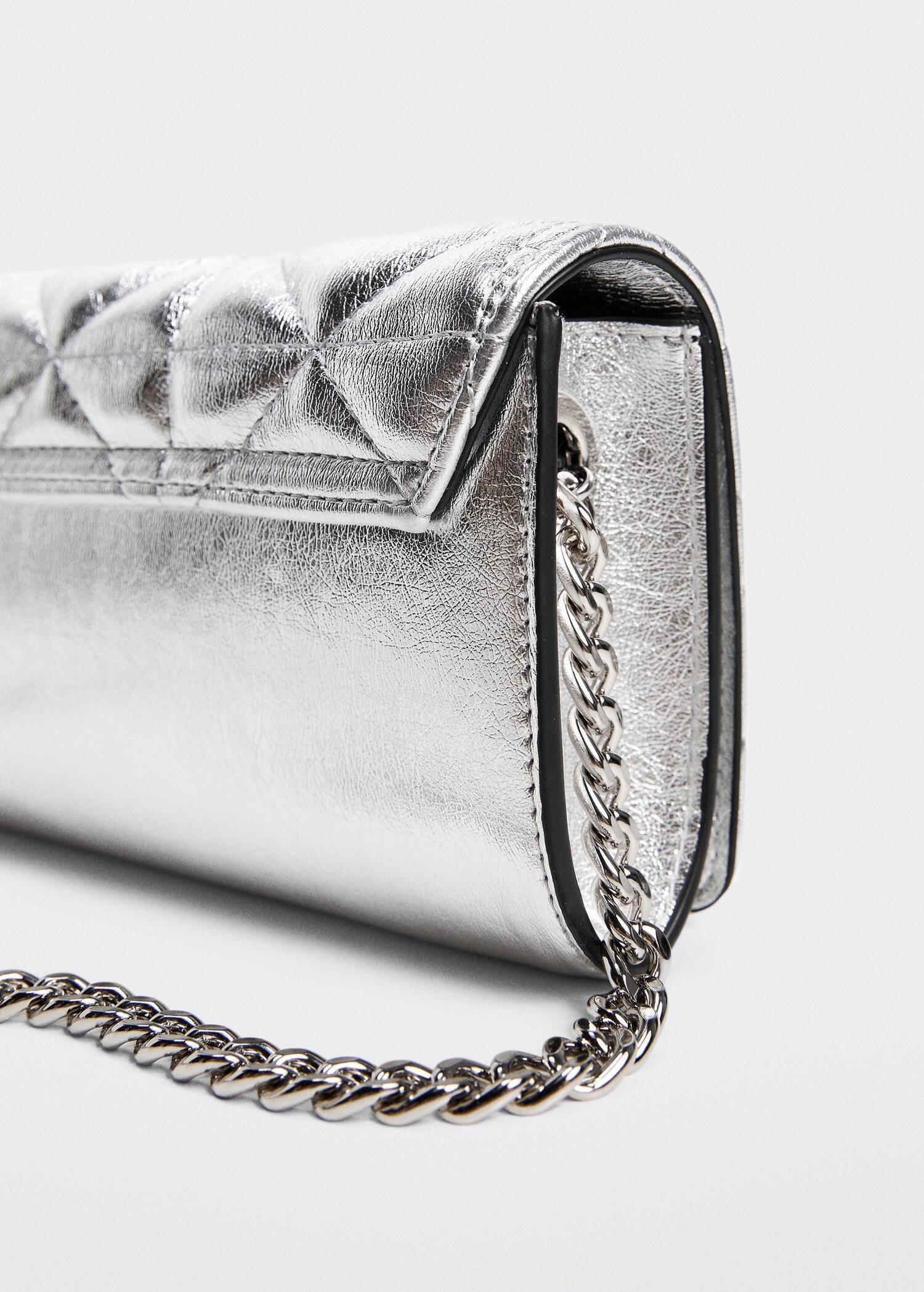 Silver Quilted Chain Handle Bag, , large image number 2