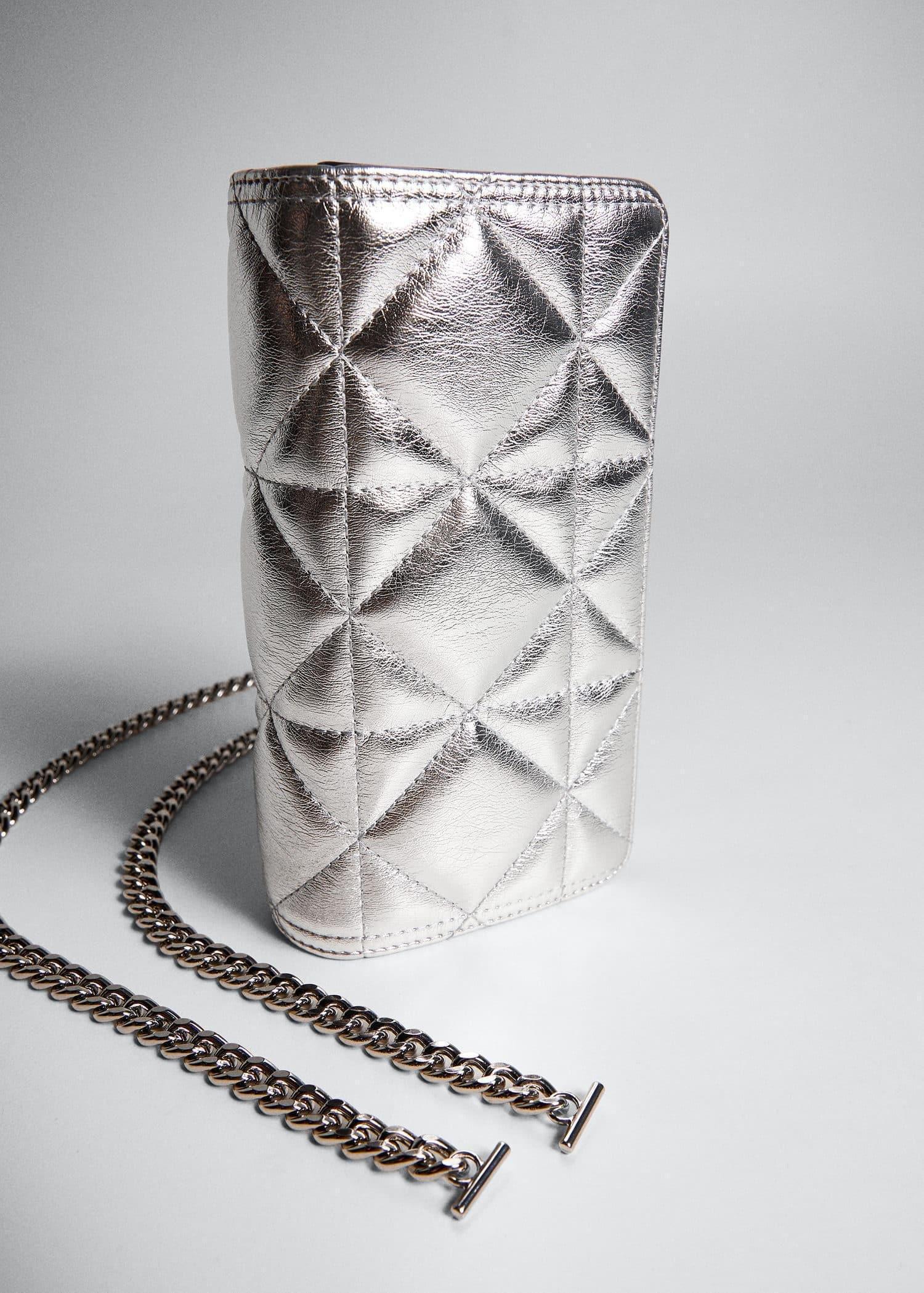 Silver Quilted Chain Handle Bag, , large image number 4