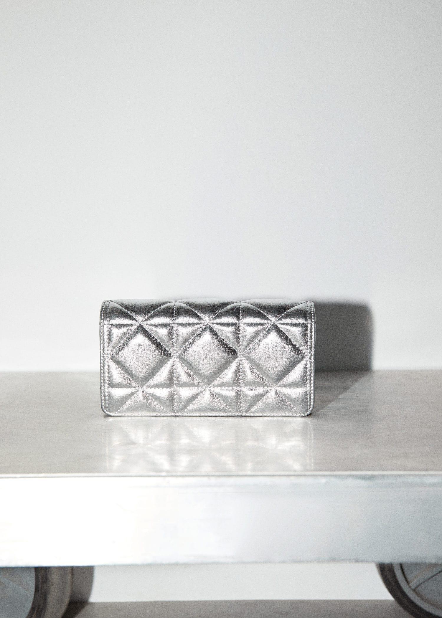 Silver Quilted Chain Handle Bag, , large image number 5
