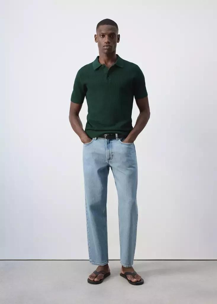 Green 100% Cotton Knitted Polo Structure, Dark Green, medium