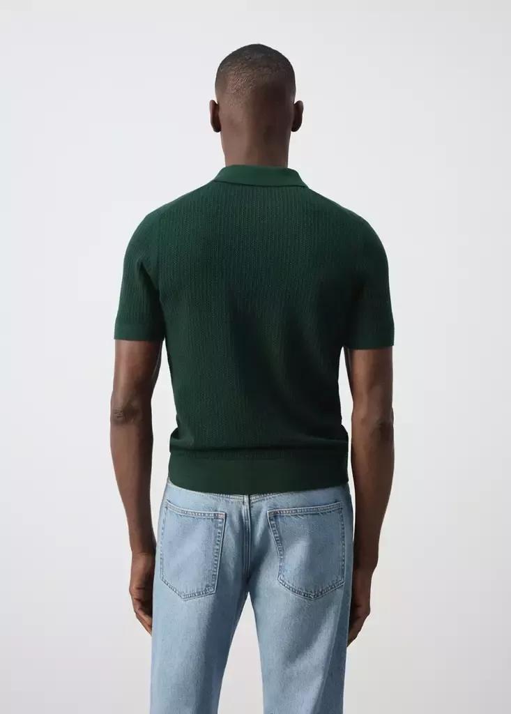 Green 100% Cotton Knitted Polo Structure, Dark Green, medium