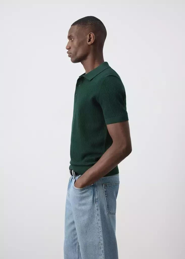 Green 100% Cotton Knitted Polo Structure, Dark Green, large image number 4