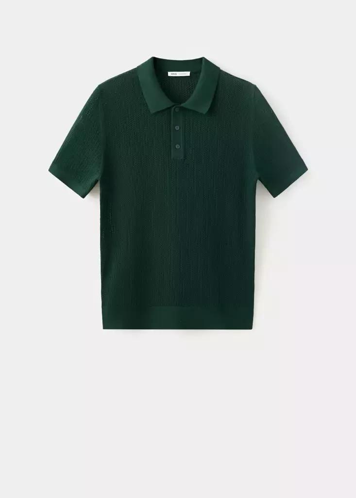 Green 100% Cotton Knitted Polo Structure, Dark Green, large image number 5