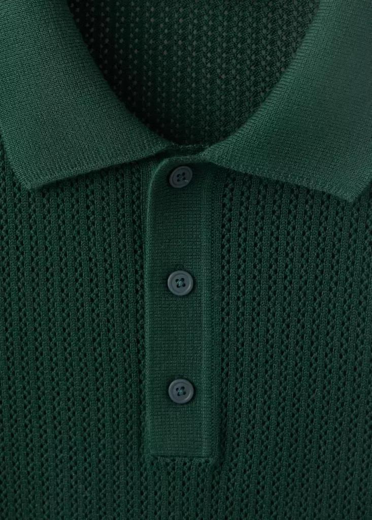Green 100% Cotton Knitted Polo Structure, Dark Green, large image number 6