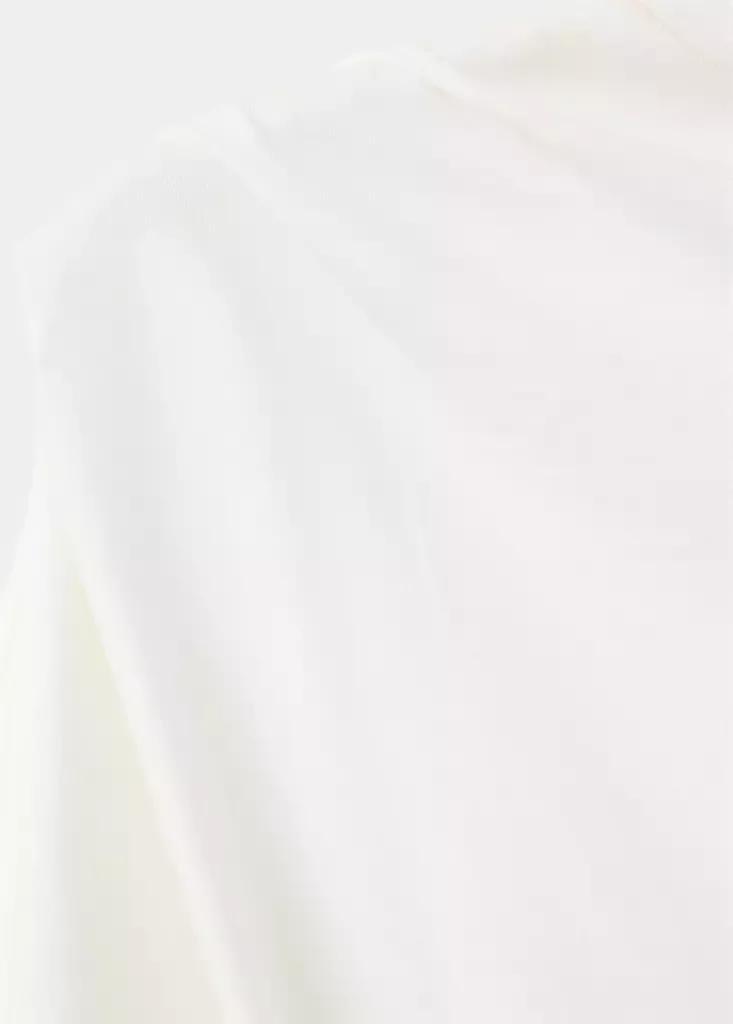 Cream Boat Neck T-Shirt With Draped Detail, Natural White, large image number 4