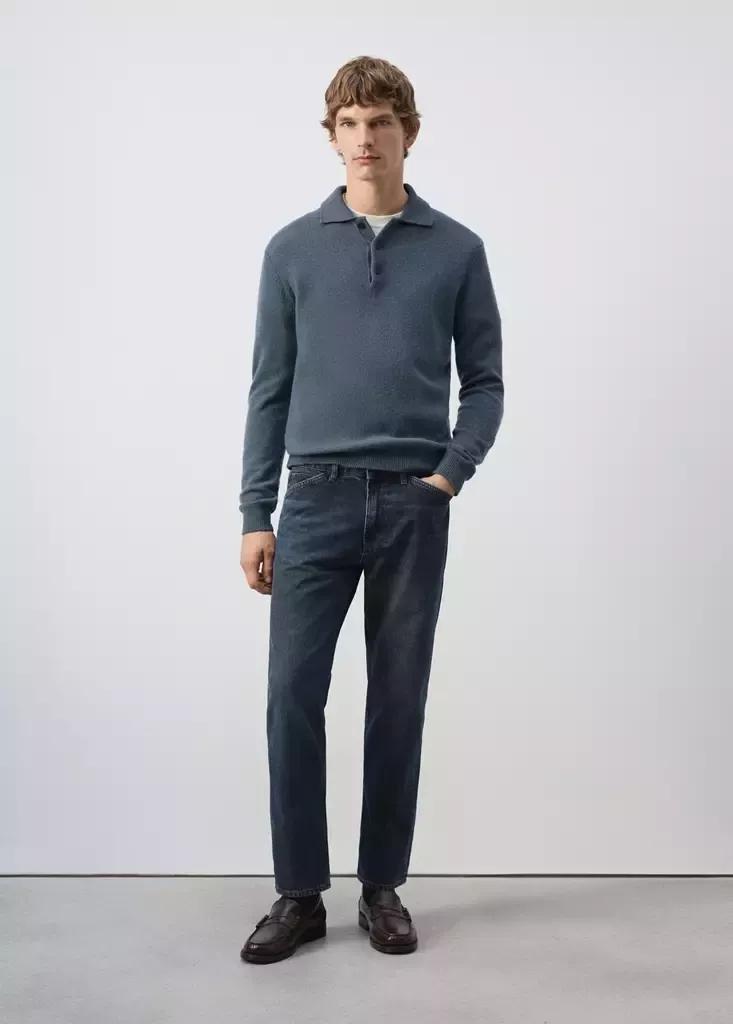 Blue Wool And Cashmere Blend Polo Jumper, Medium Blue, large image number 0