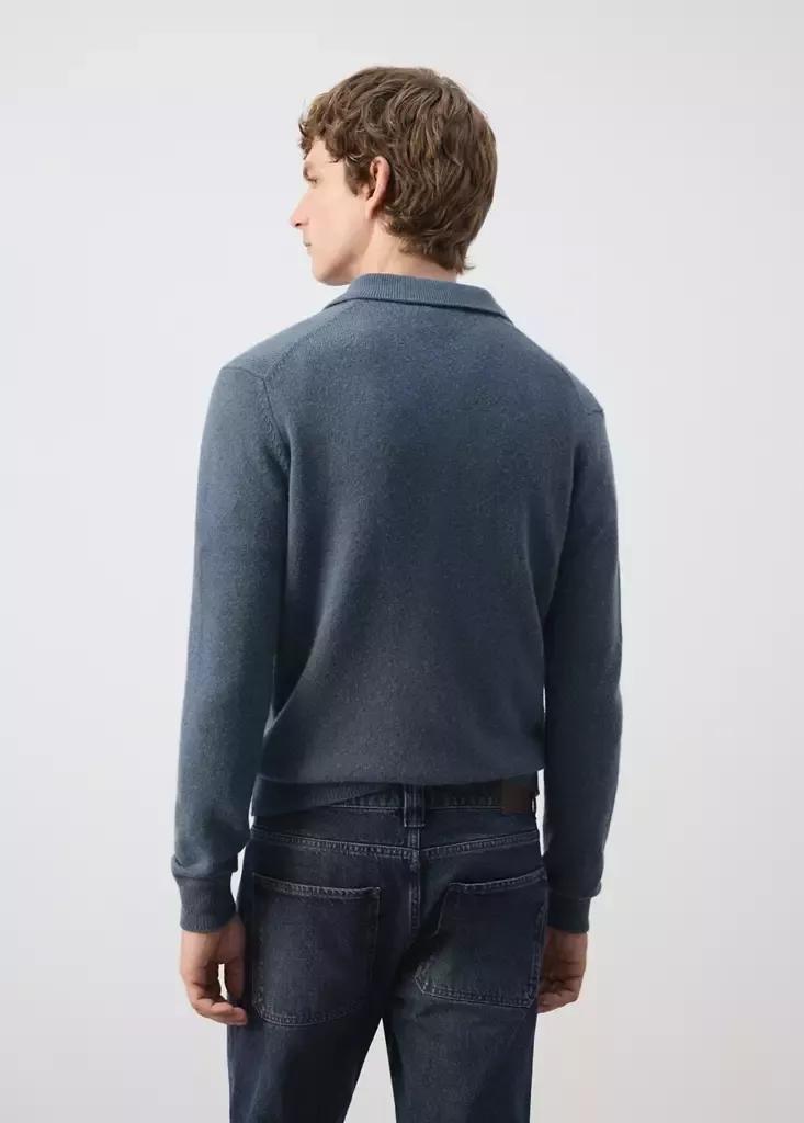 Blue Wool And Cashmere Blend Polo Jumper, Medium Blue, large image number 2