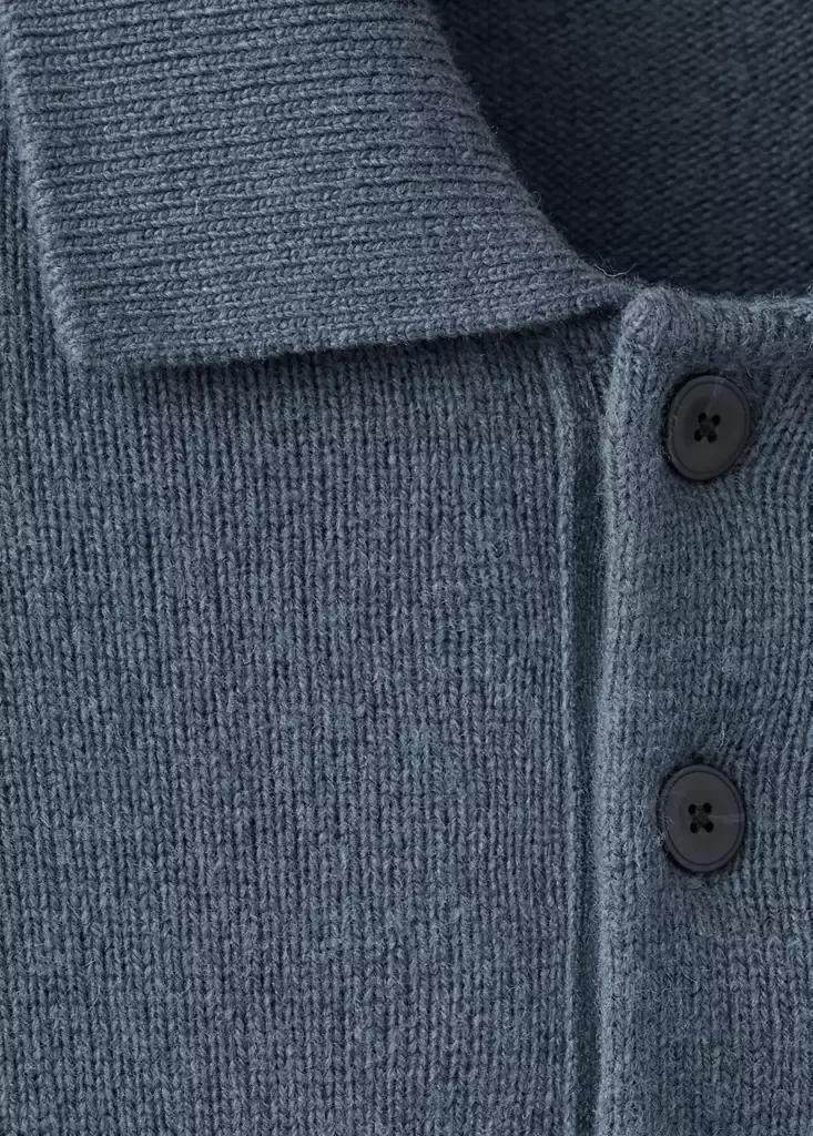 Blue Wool And Cashmere Blend Polo Jumper, Medium Blue, large image number 6