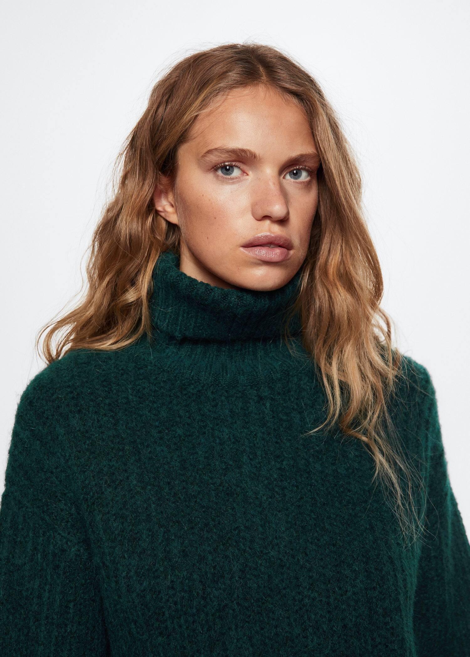 Green Knitted Turtleneck Dress, , large image number 1