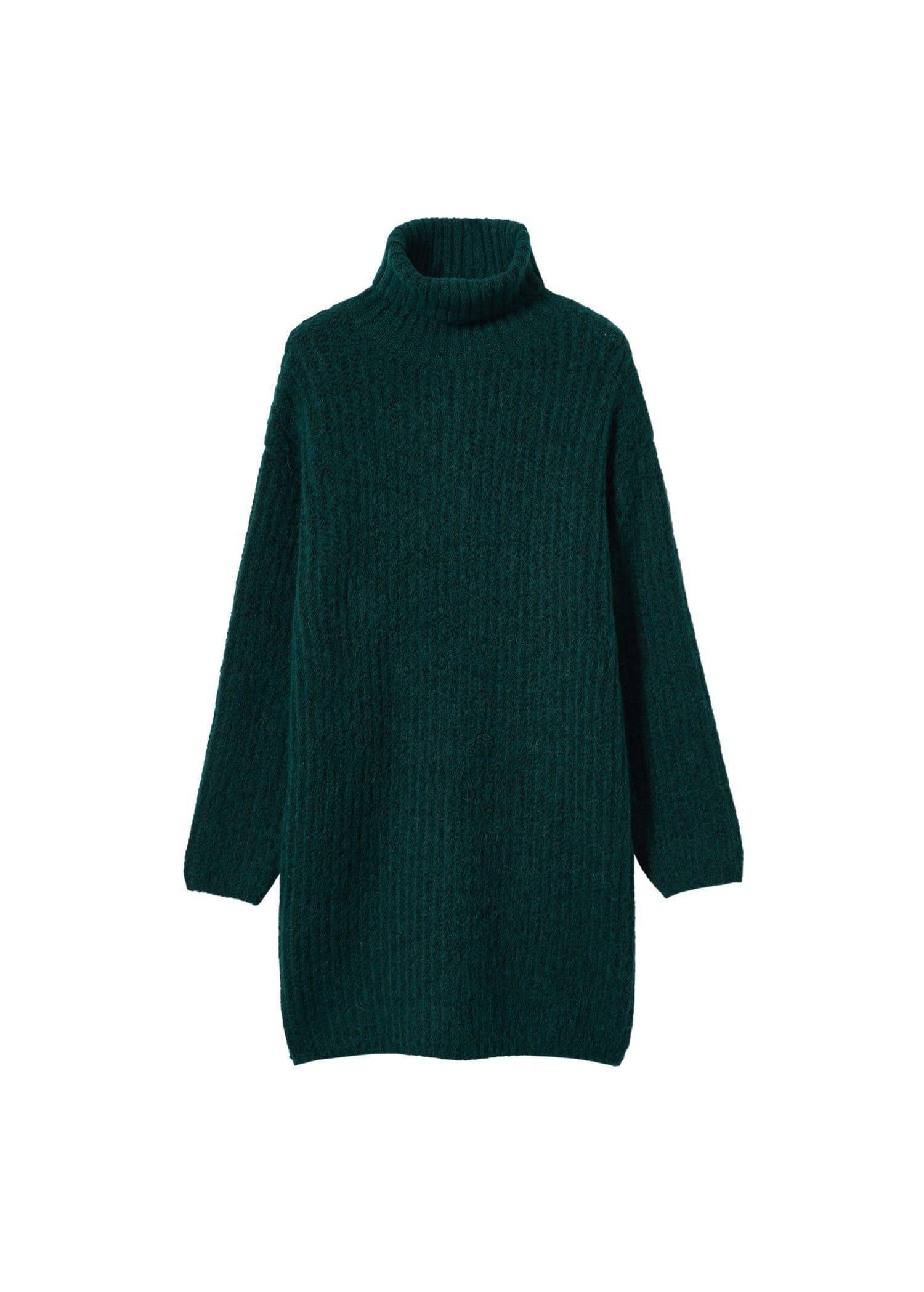 Green Knitted Turtleneck Dress, , large image number 4