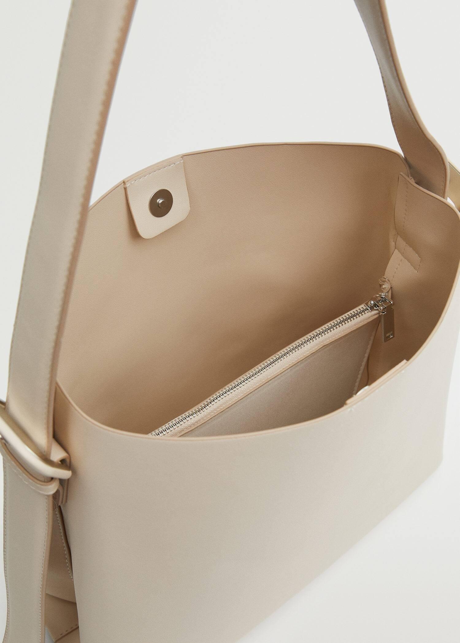natural white Buckle detail shopper bag, , large image number 3