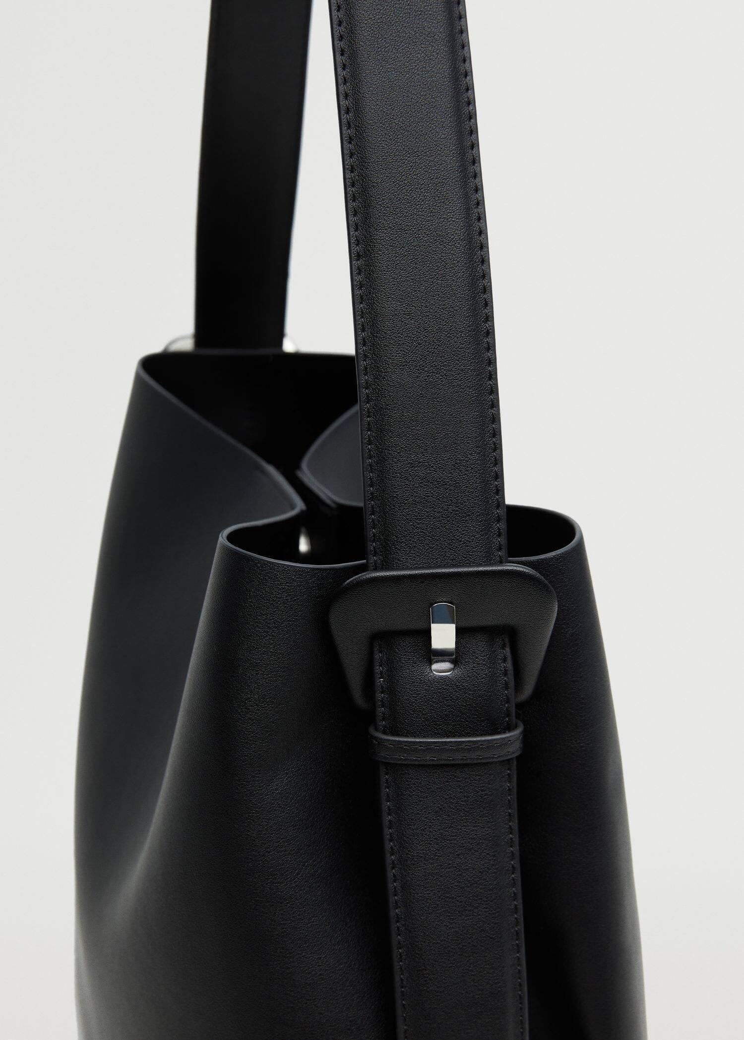 Black Buckle Detail Shopper Bag, , large image number 2