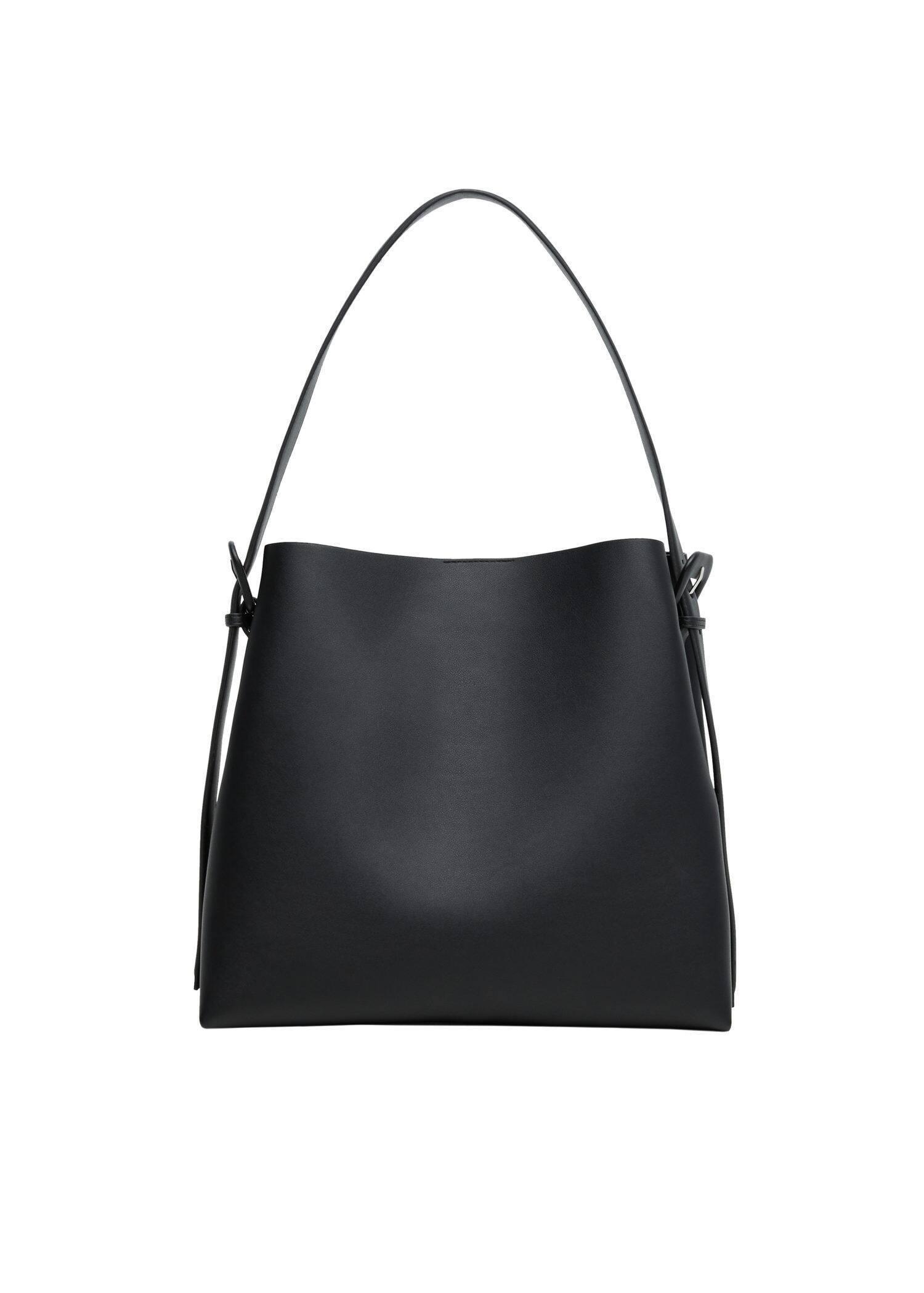 Black Buckle Detail Shopper Bag, , large image number 4