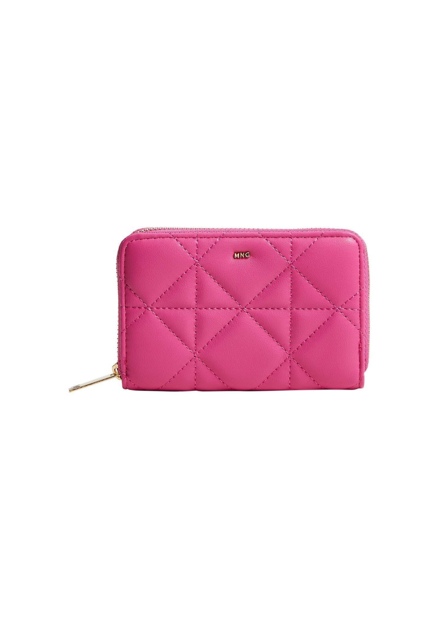 bright pink Quilted wallet, , large image number 0