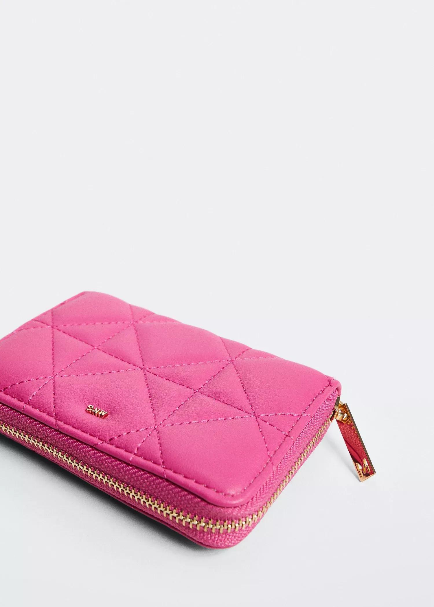 bright pink Quilted wallet, , large image number 1