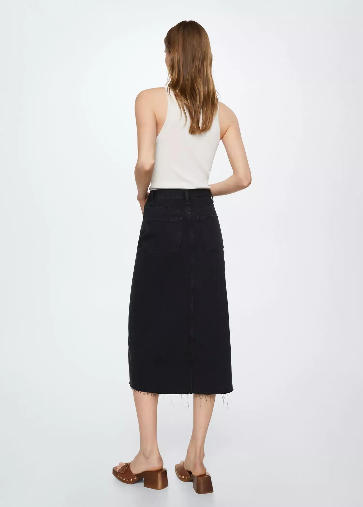 open grey Slit denim skirt, , large image number 8