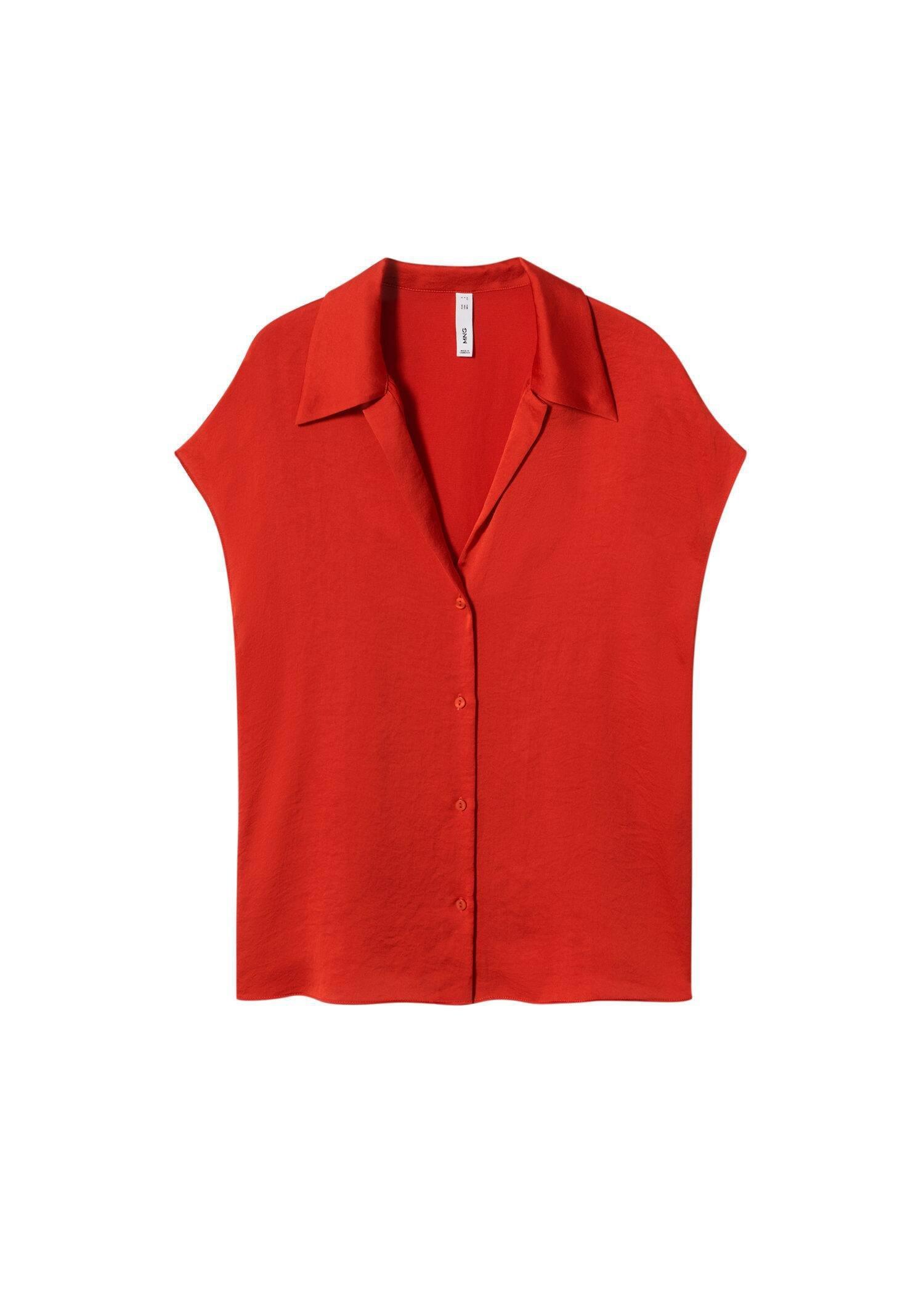 red Satin finish flowy shirt, , large image number 8