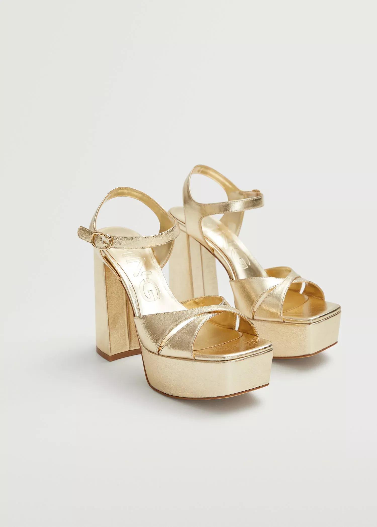 gold Metallic heel sandals, , large image number 1