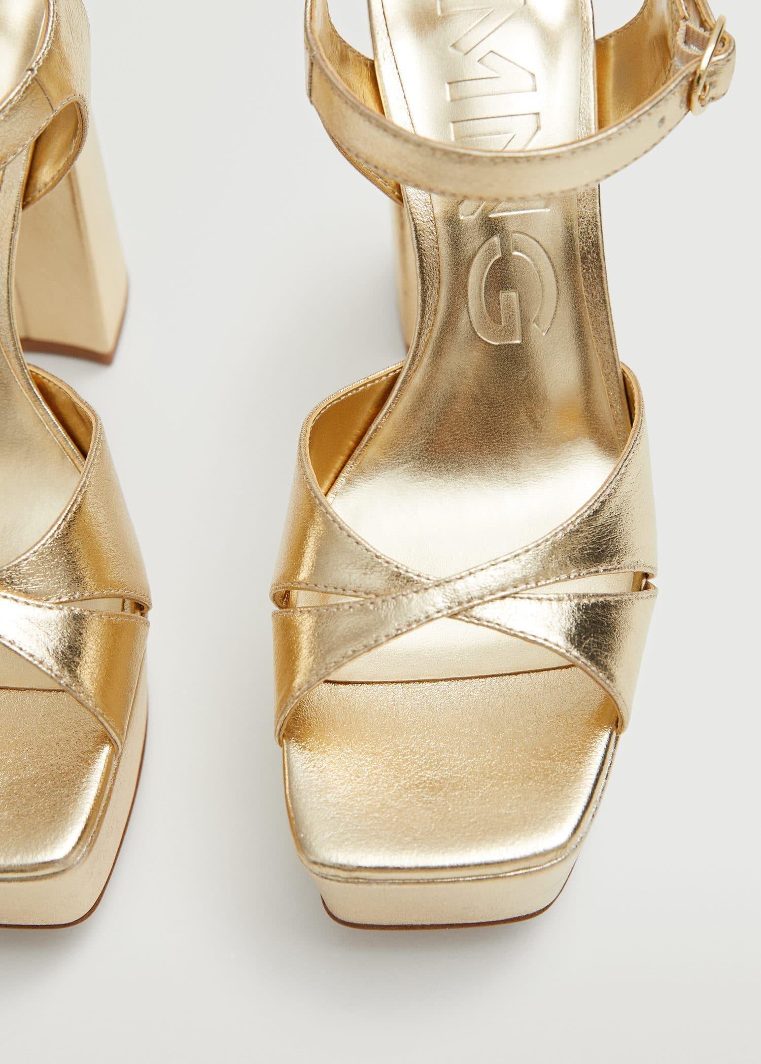 Mango gold Metallic heel sandals Azadea Lebanon