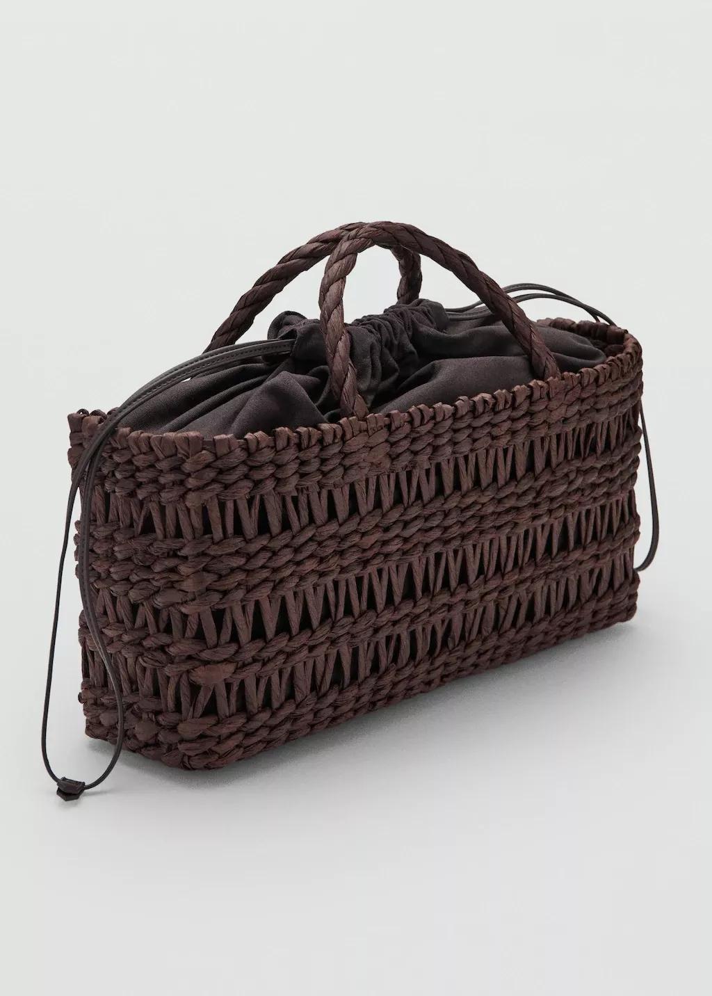 Dark Brown Medium Natural Fibre Tote Bag, Dark Brown, large image number 1