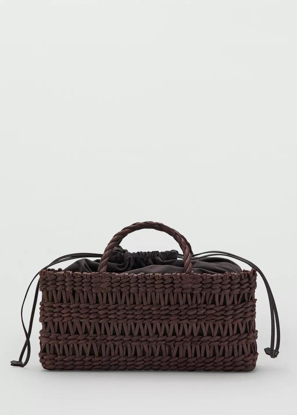 Dark Brown Medium Natural Fibre Tote Bag, Dark Brown, large image number 4
