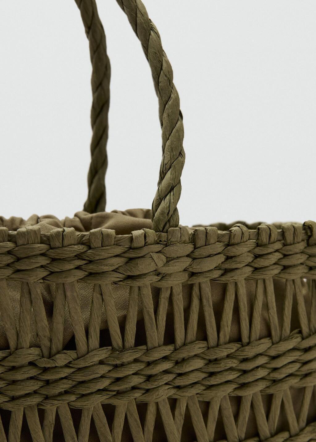 Khaki Natural Fibre Tote Bag, Beige - Khaki, medium