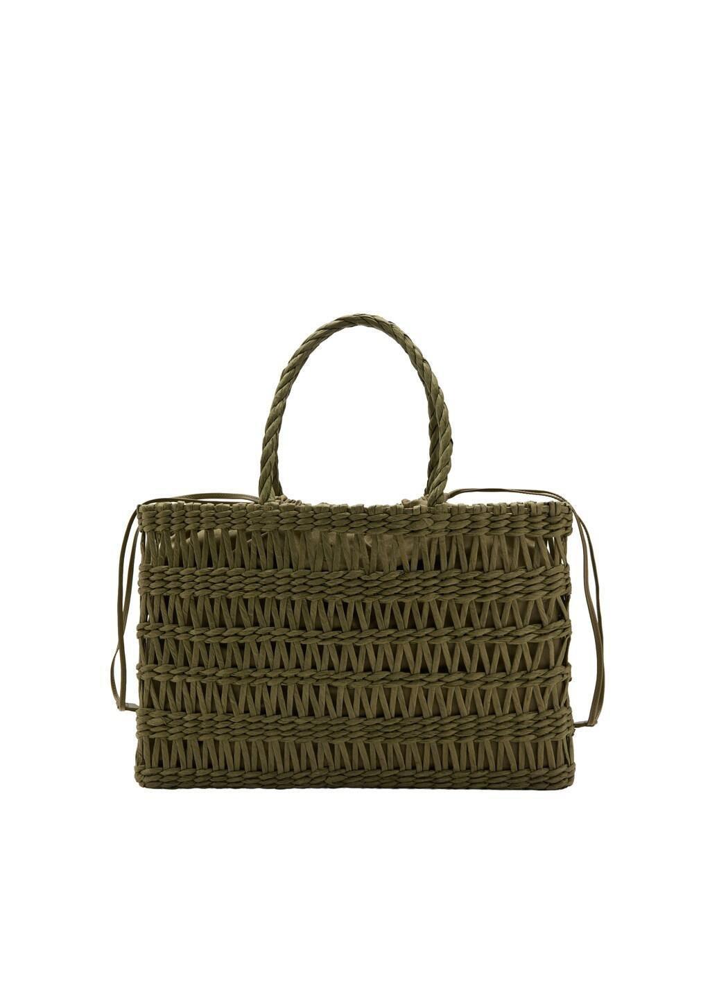 Khaki Natural Fibre Tote Bag, Beige - Khaki, large image number 3
