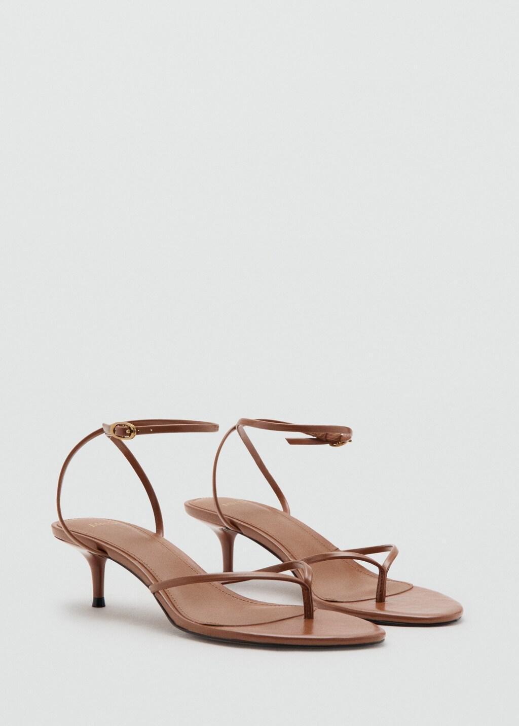 Brown Strappy Heeled Sandals, Medium Brown, large image number 0