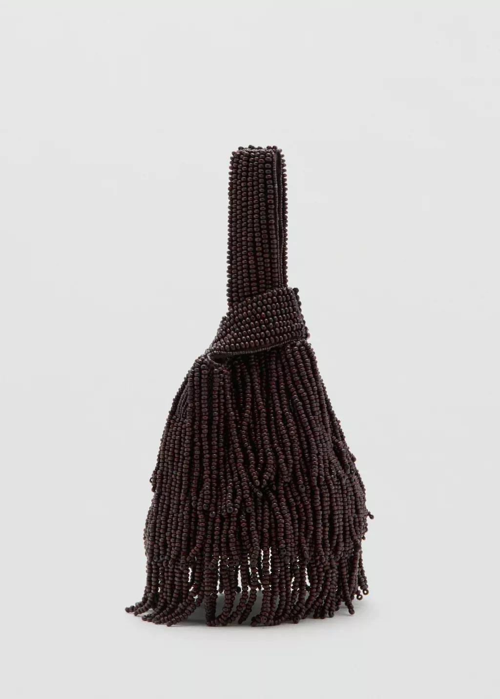 Brown Beaded Handbag, Brown, large image number 1