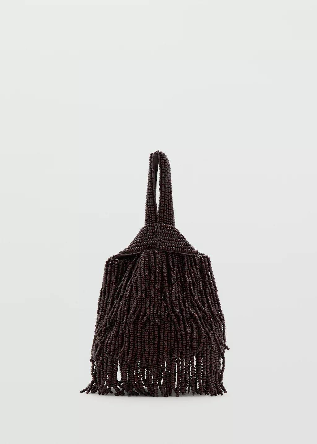 Brown Beaded Handbag, Brown, large image number 4