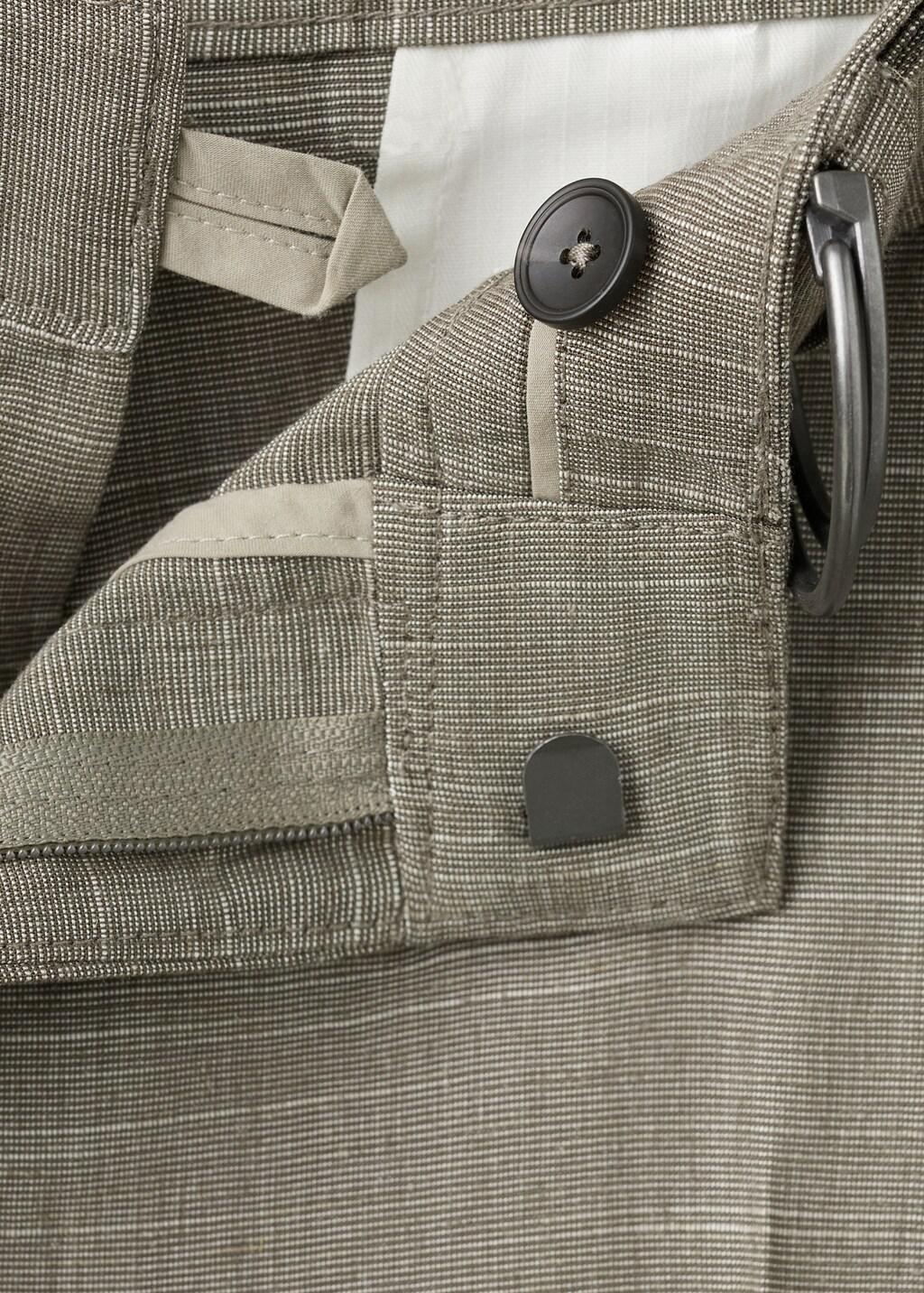Grey Relaxed Fit Linen Blend Trousers, Medium Grey, large image number 1