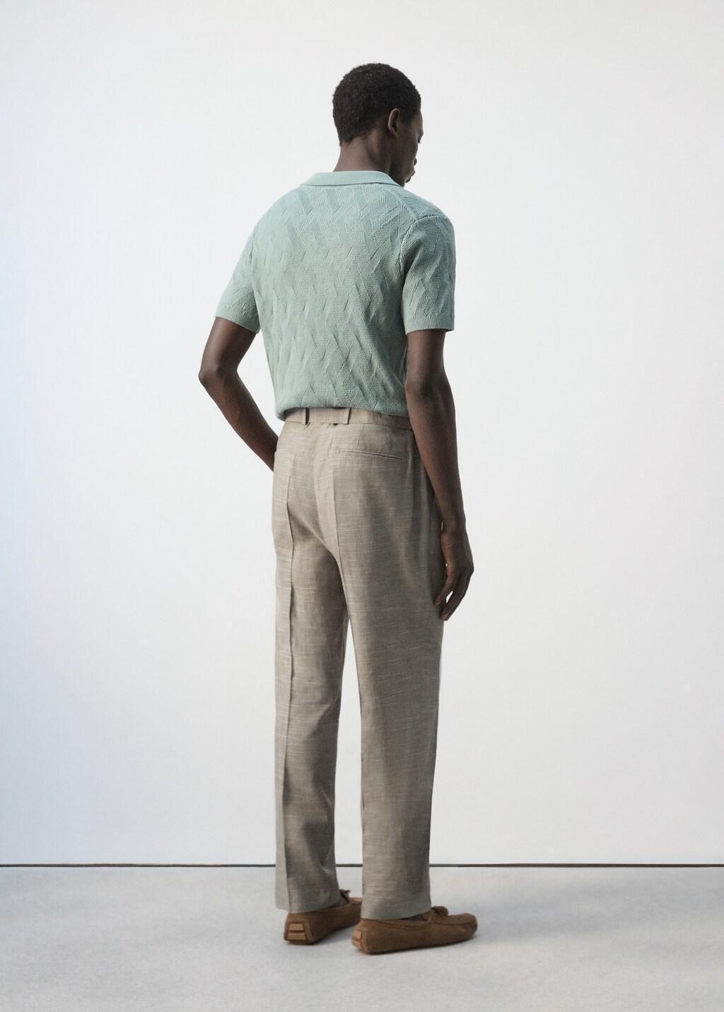 Grey Relaxed Fit Linen Blend Trousers, Medium Grey, large image number 2