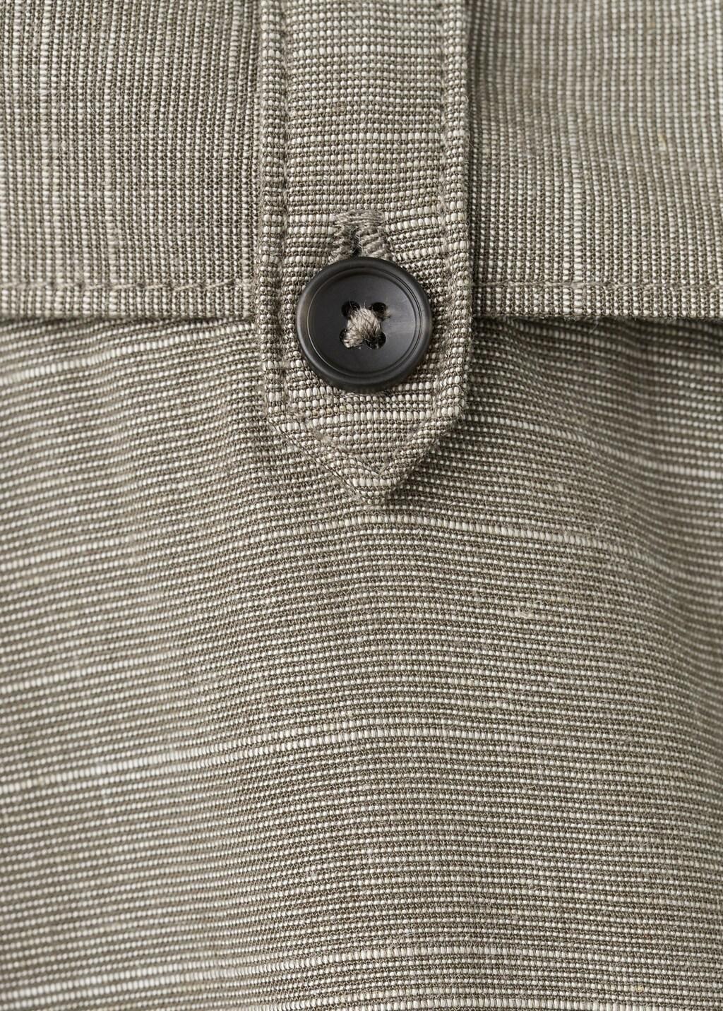 Grey Relaxed Fit Linen Blend Trousers, Medium Grey, large image number 4