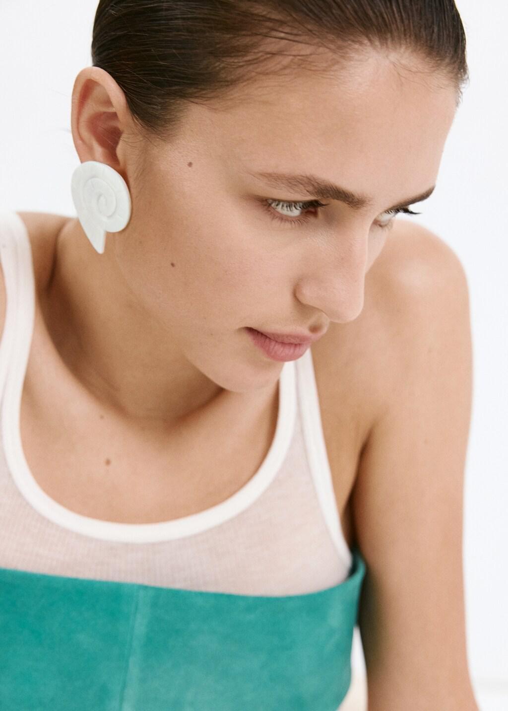 White Natural Shell Earrings, White, large image number 0