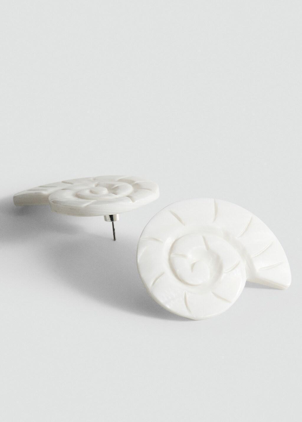 White Natural Shell Earrings, White, large image number 1
