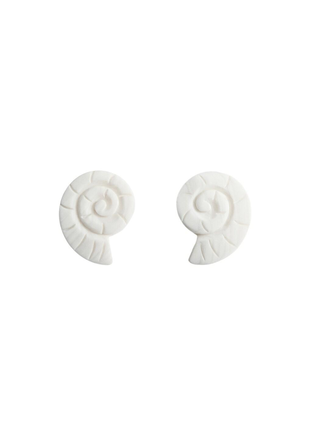 White Natural Shell Earrings, White, large image number 3