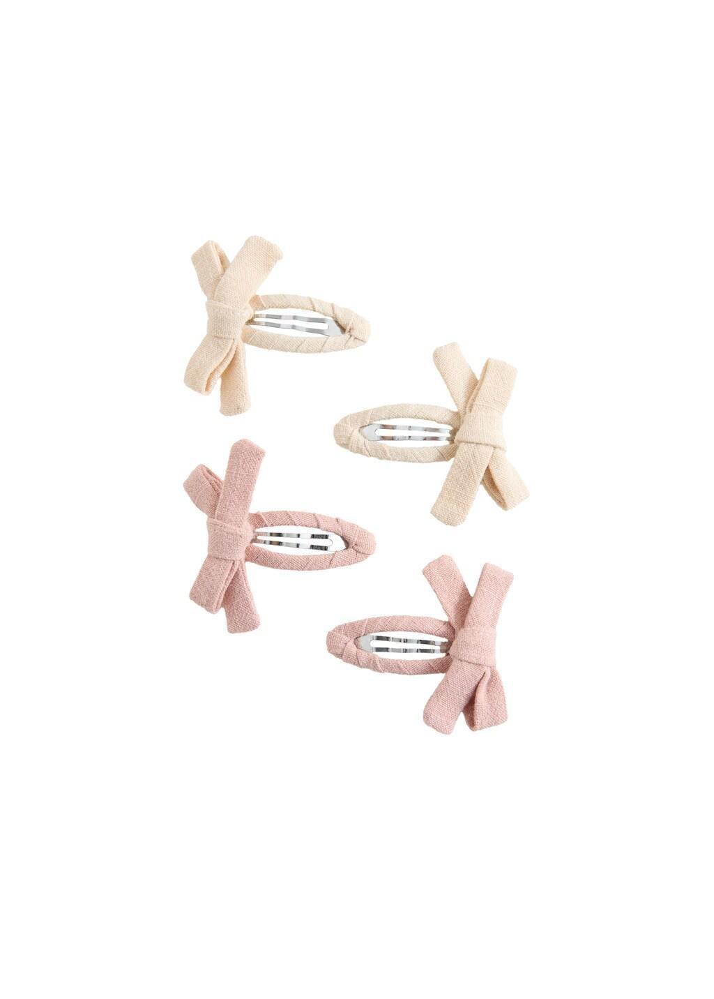 Pink Lt Pastel Pack Of 4 Bow Clips, Kids Girls, Light-Pastel Pink, medium