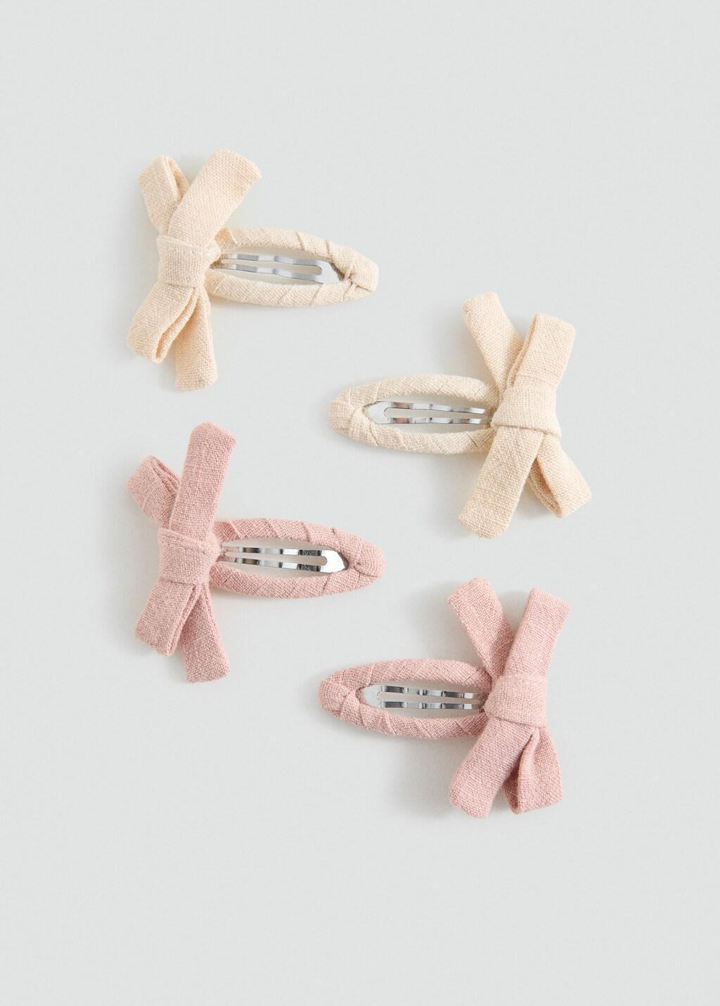 Pink Lt Pastel Pack Of 4 Bow Clips, Kids Girls, Light-Pastel Pink, medium