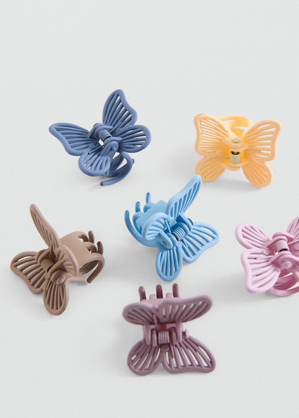 Blue Butterfly Clip ,Set Of 6, Kids Girls, Light-Pastel Blue, large image number 0
