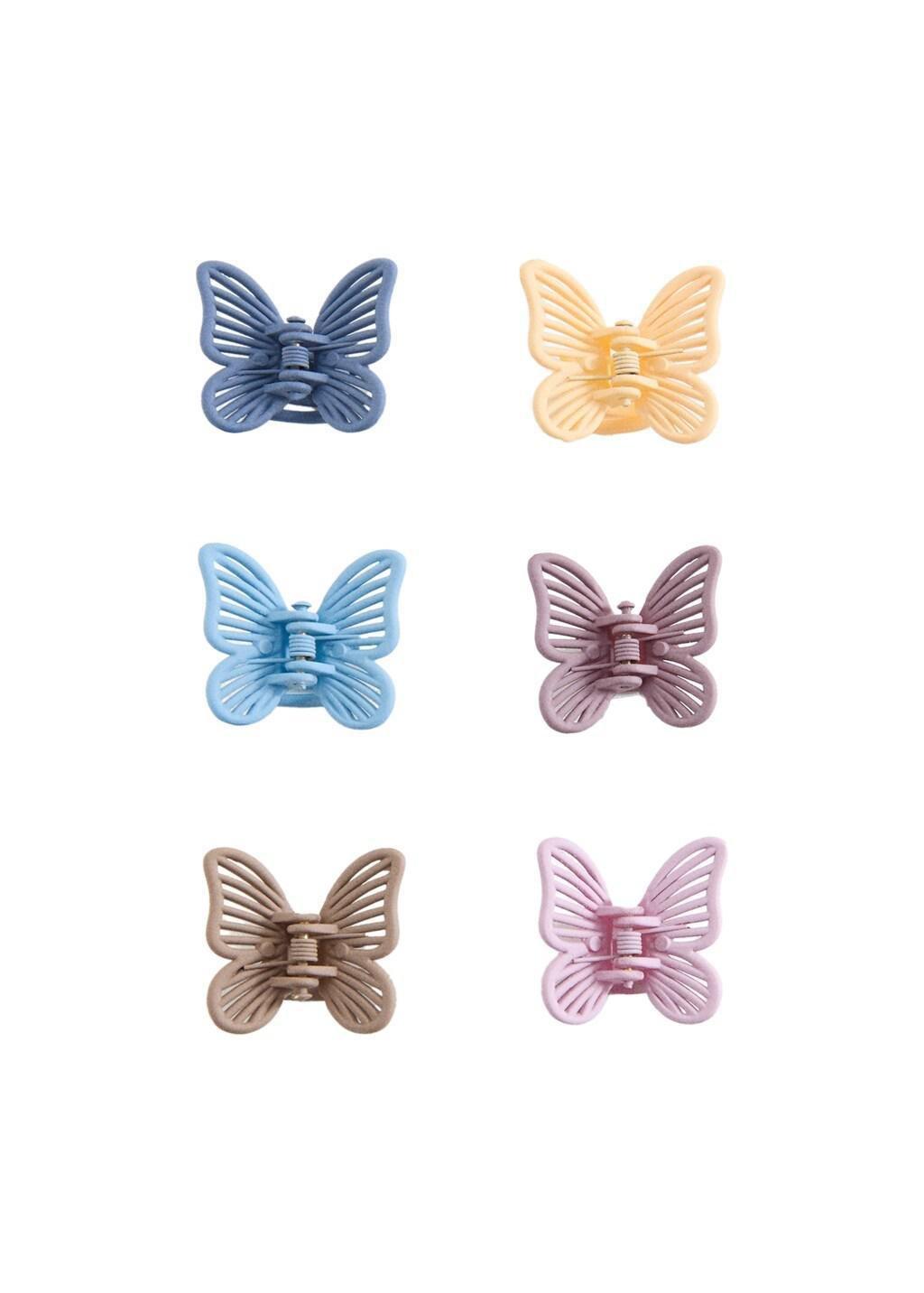 Blue Butterfly Clip ,Set Of 6, Kids Girls, Light-Pastel Blue, large image number 1
