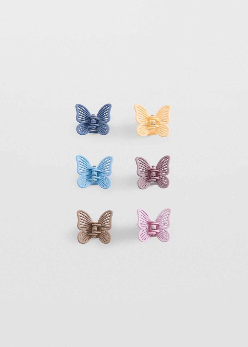 Blue Butterfly Clip ,Set Of 6, Kids Girls, Light-Pastel Blue, large image number 2