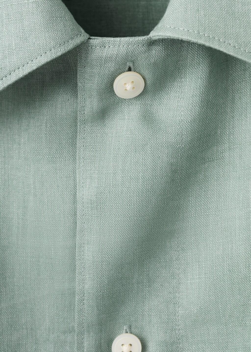 Green Regular-Fit 100% Linen Overshirt, Bright Green, medium
