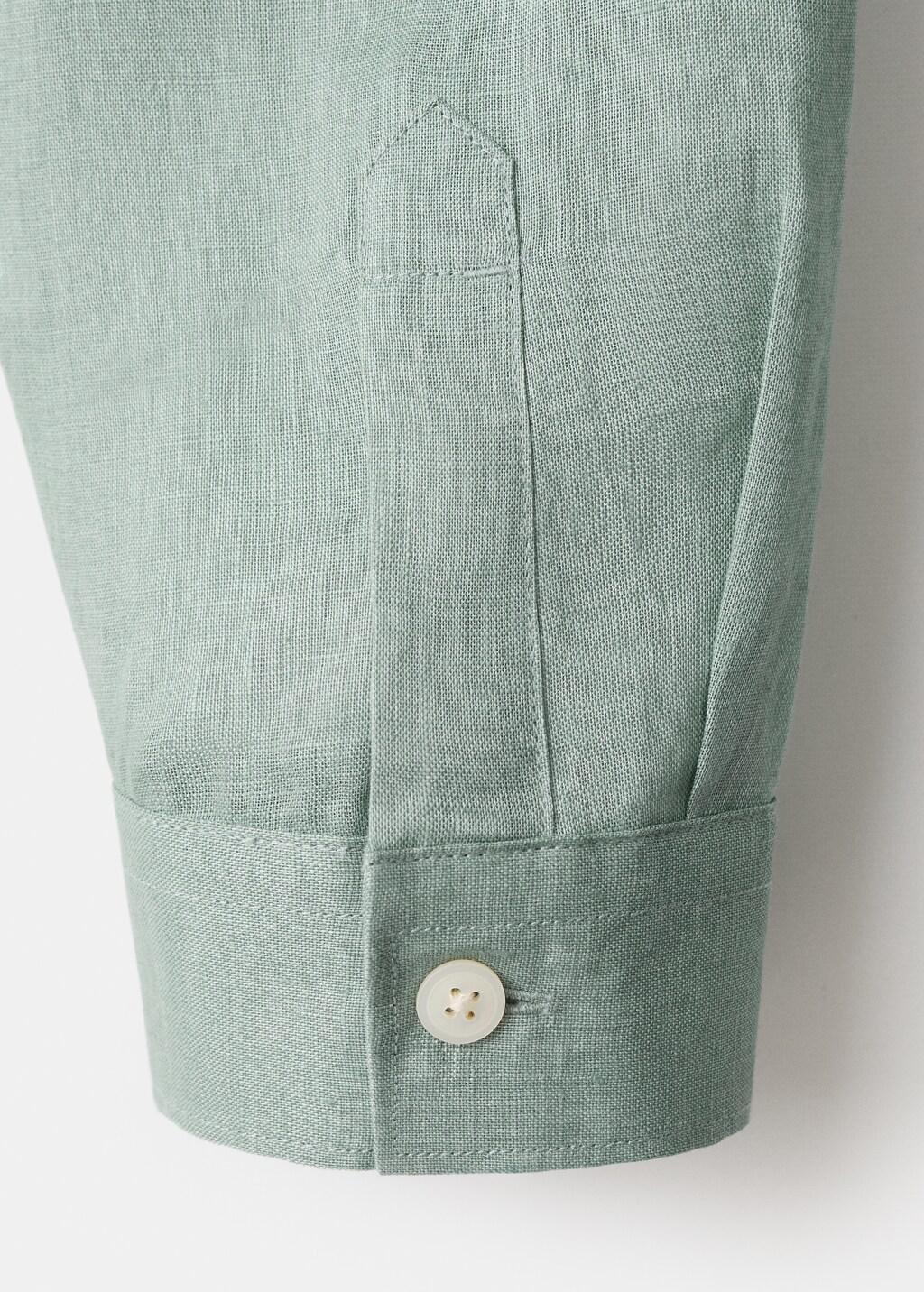 Green Regular-Fit 100% Linen Overshirt, Bright Green, large image number 5