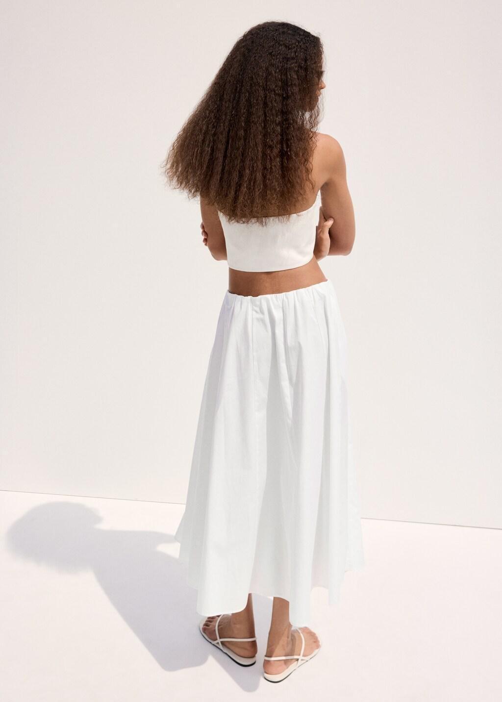 White Flared Cotton Skirt, White, large image number 2