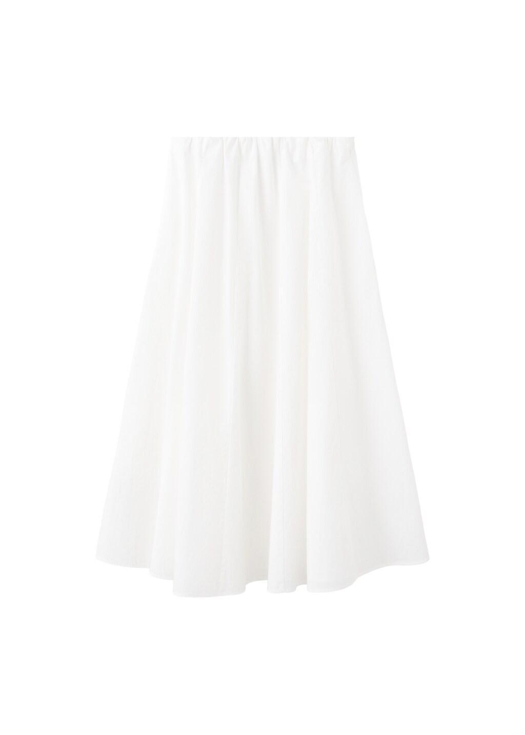 White Flared Cotton Skirt, White, large image number 6