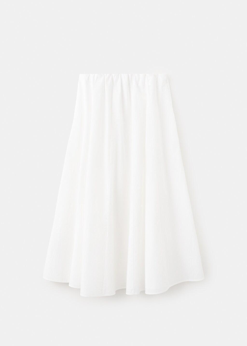 White Flared Cotton Skirt, White, large image number 7