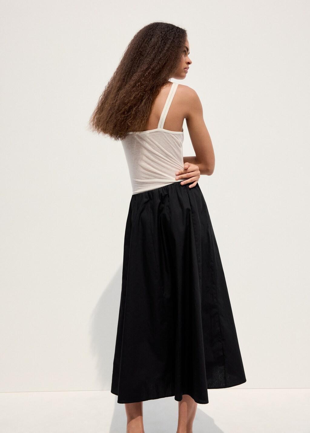 Black Flared Cotton Skirt, Black, large image number 2