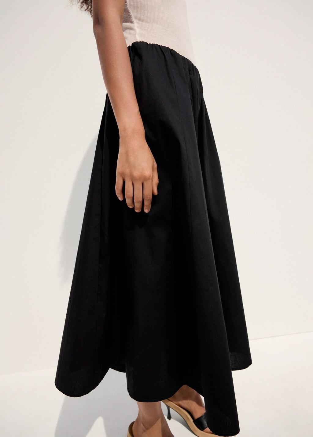 Black Flared Cotton Skirt, Black, large image number 3