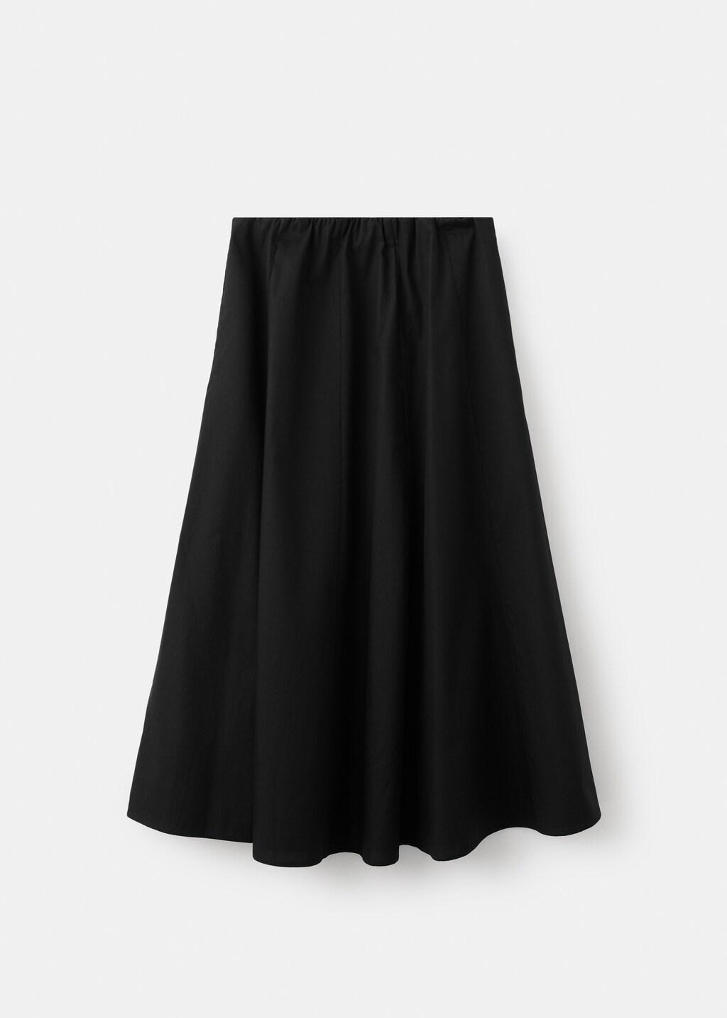 Black Flared Cotton Skirt, Black, large image number 7